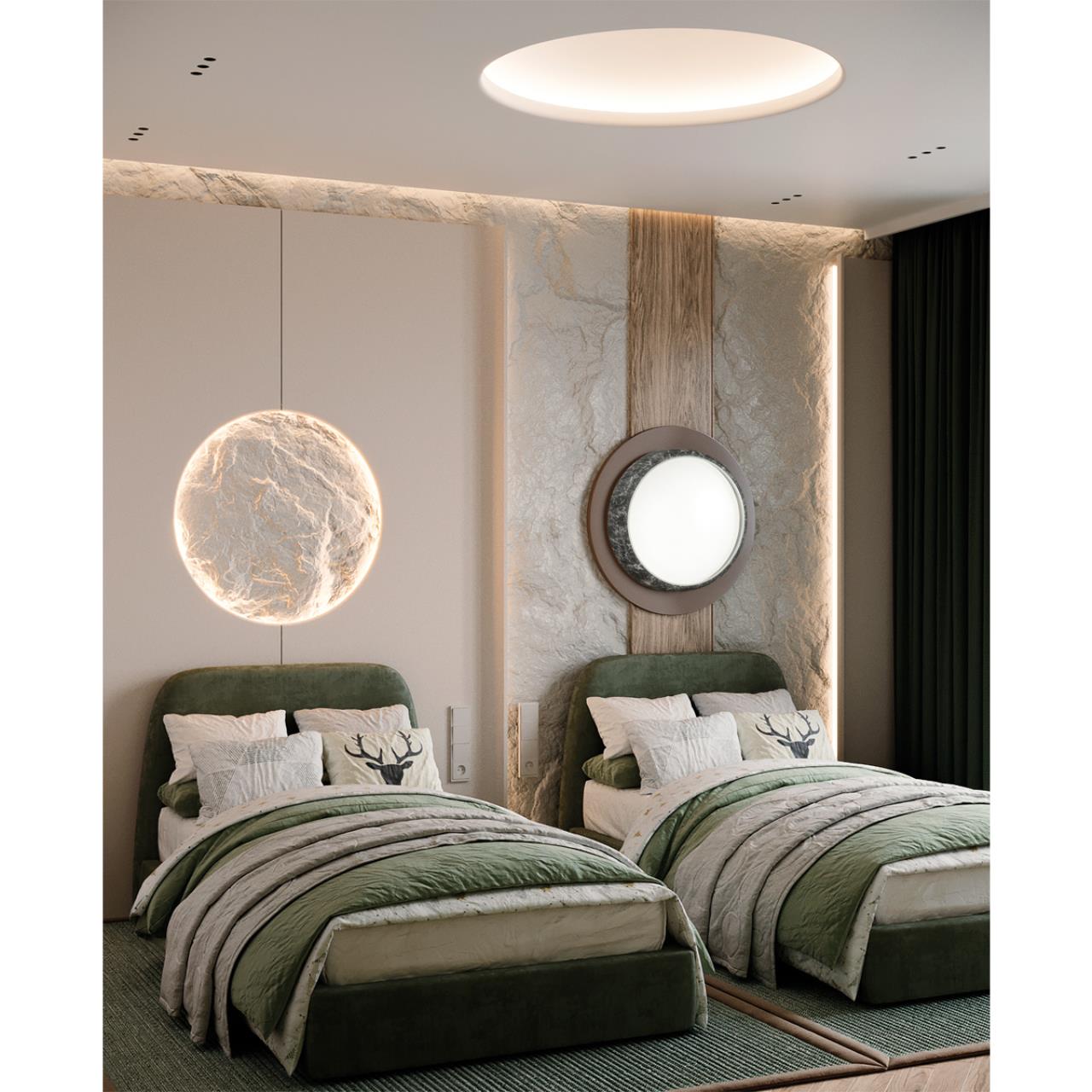 Cветильник 51*7,5 см, LED 70W, 3000-6000 К, IP43, белый/черный/мрамор, пластик Sonex Mramo Black, 7639/EL