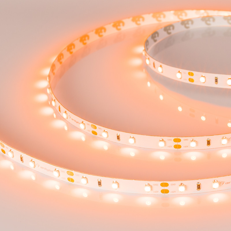 Лента RT-A60-8mm 12V Orange (4.8 W/m, IP20, 2835, 5m), Arlight 013568(2). Цена указана за 5 метров. Продается кратно 5 метрам.