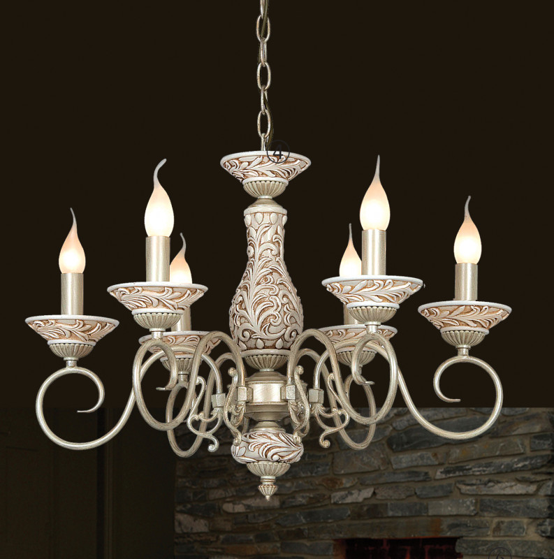 Подвесная люстра Favourite Gesso 1141-6P, D620*H450/1400, белый с золотой патиной