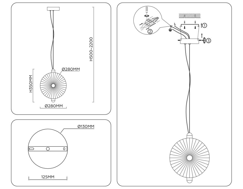 Подвесной светодиодный светильник 28*6*35-220 см, **W, 3000K, Ambrella Light High Light LH31145, хром