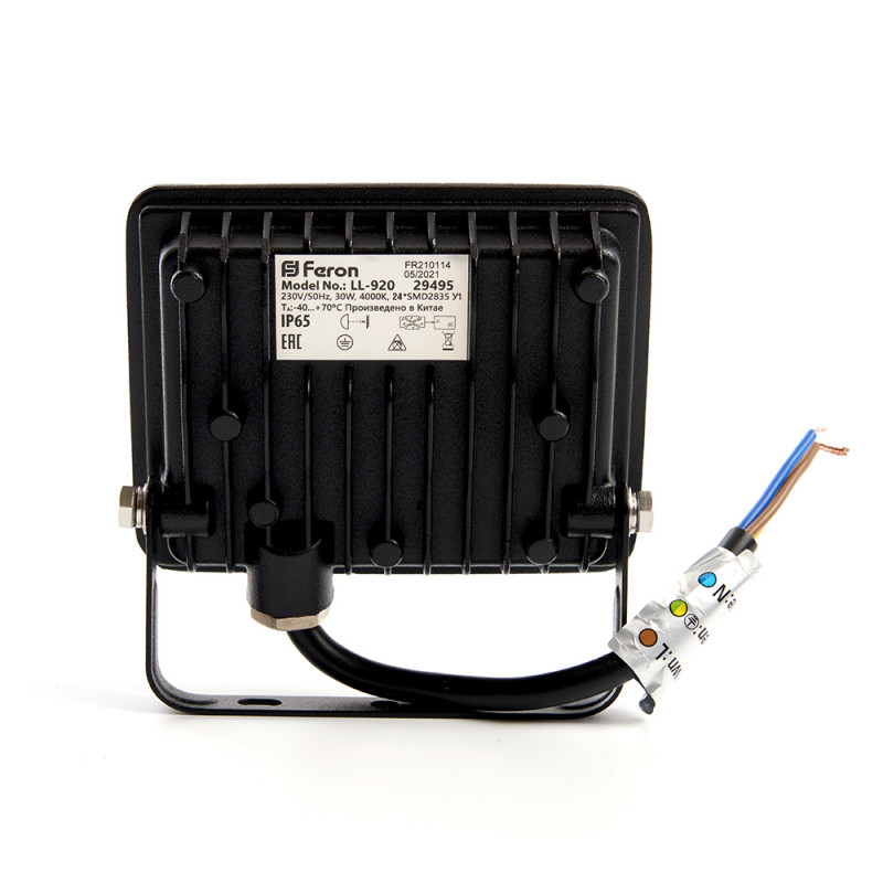 Прожектор светодиодный 2835 SMD 30W 4000K IP65  AC230V/50Hz, черный, LL-920 Feron 29495