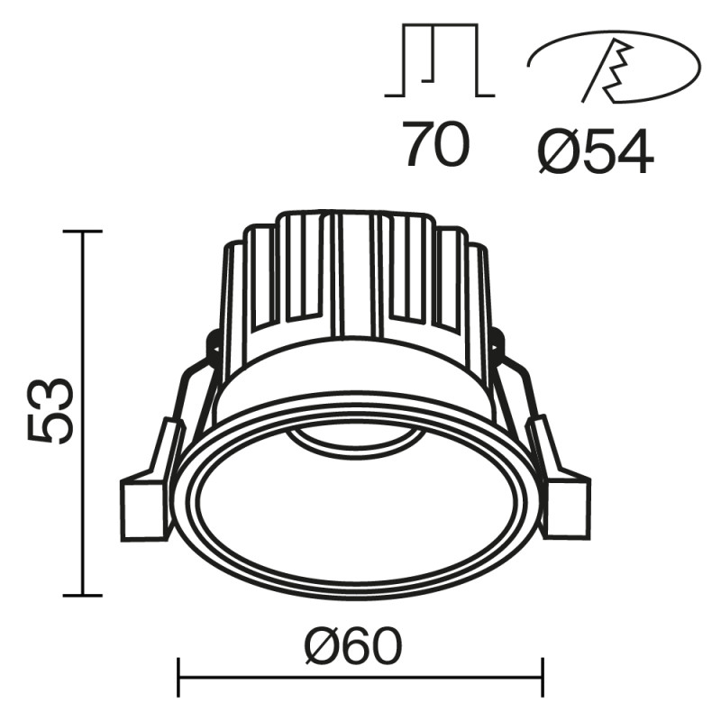 Встраиваемый светильник 6*6*5,3 см, LED, 7W, 3000К, Maytoni Technical ROUND DL058-7W3K-W белый