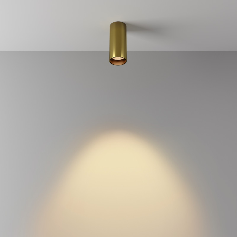 Накладной светильник 5,2*5,2*12,5 см,  LED, 12W, 3000К, Maytoni Technical FOCUS LED C056CL-L12W2.7K-W-BS латунный