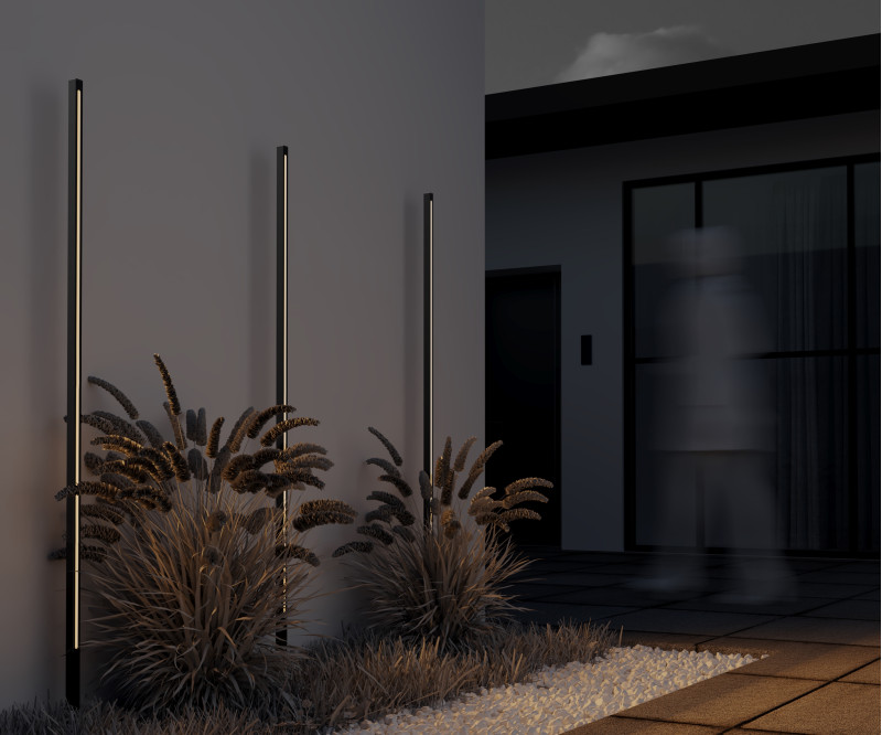 Садово-парковый светильник 2,5*182,2 см, LED, 24W, 3000К, Maytoni Pole O440FL-L24GF3K серый