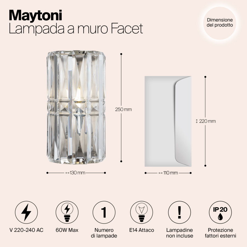 Светильник 25 см, Maytoni Aster MOD094WL-01CH, хром
