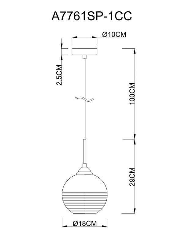Светильник  18 см Arte Lamp Wave A7761SP-1CC  хром