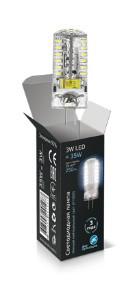 107707203 Лампа Gauss G4 AC150-265V 3W 240lm 4100K силикон LED 1/10/200