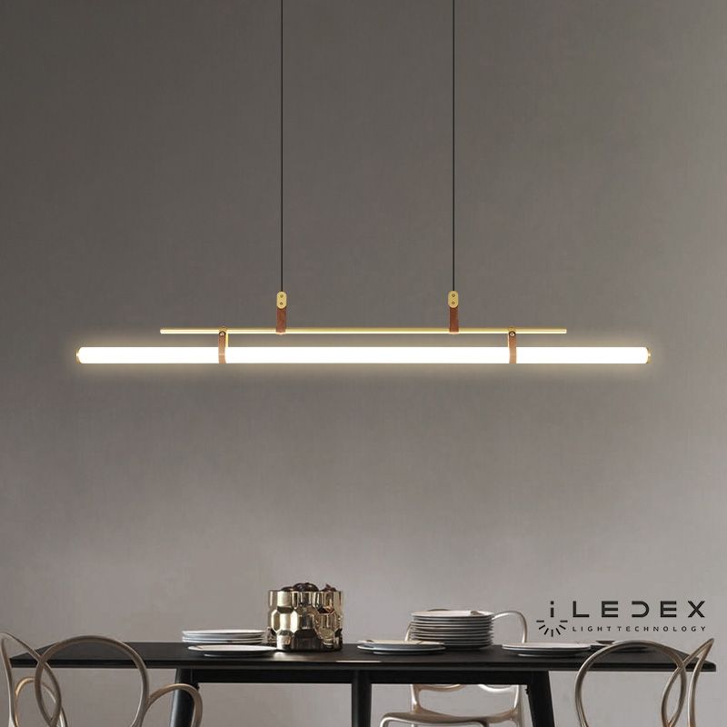 Подвесной светильник 120*6-150 см, LED*19W, 3000K, iLedex Zoom 9498P-46W-3000K GL-BR-WH, Золото