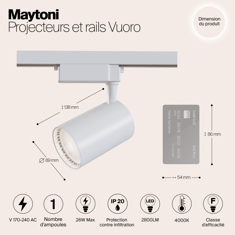 Трековый светильник Maytoni Track TR003-1-30W4K-W, белый, LED, 30W, 4000K, 2400Lm