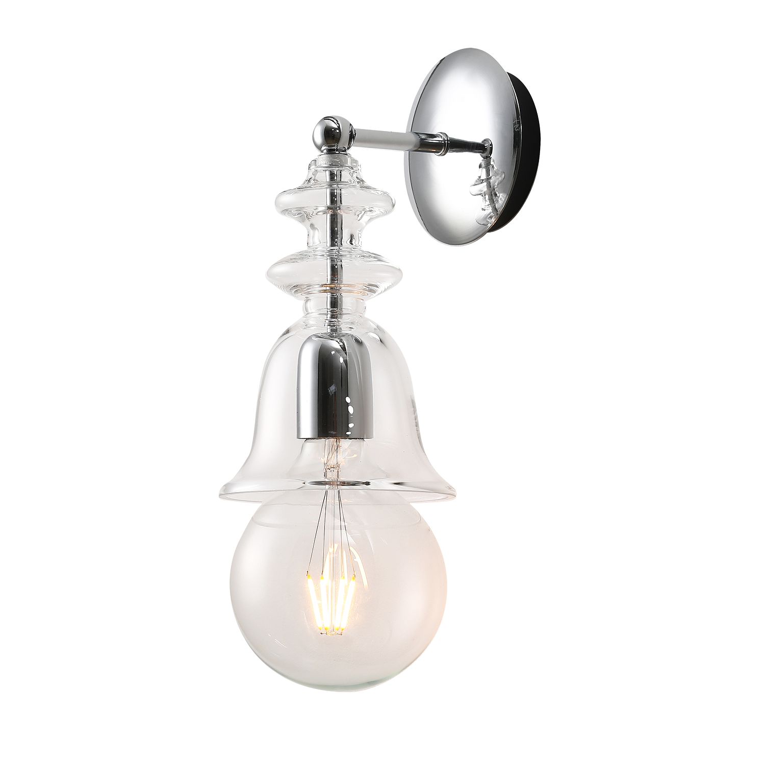 Бра Favourite Perpressa 2728-1W, D185*W135*H350, хром, плафон из прозрачного стекла