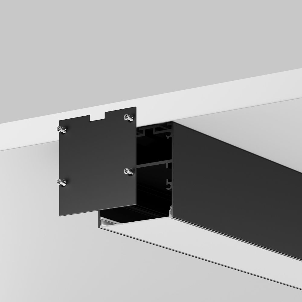 Комплект заглушек (для профиля 50×50) 2 шт., ALM-5050T-B-EC 642047, *5*5 см, Maytoni Led Strip 642047, Черный