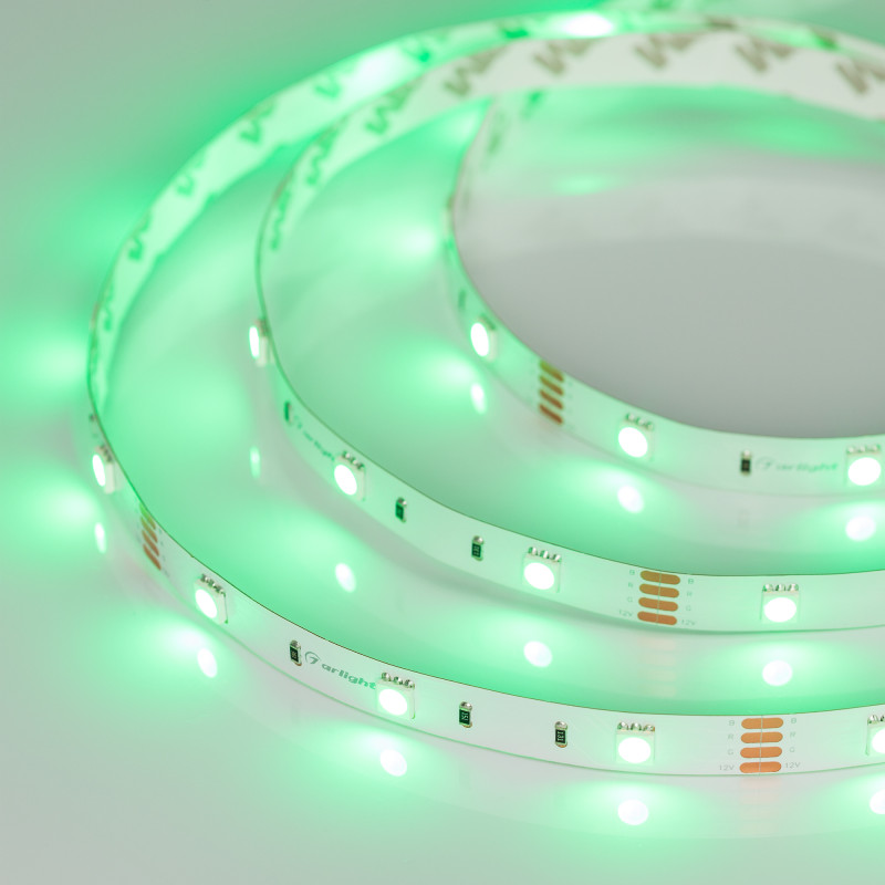 Лента RT-B30-10mm 12V RGB (7.2 W/m, IP20, 5060, 5m) (Arlight, Открытый) 010596(2). Цена указана за 5 метров. Продается кратно 5 метрам.