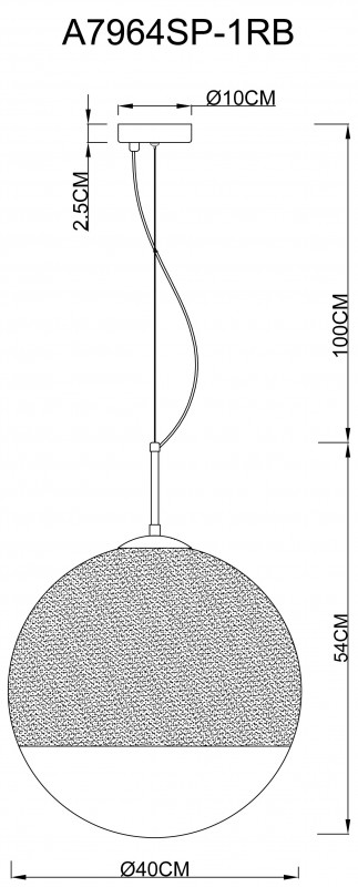 Светильник 40 см Arte Lamp Jupiter Copper A7964SP-1RB красная бронза