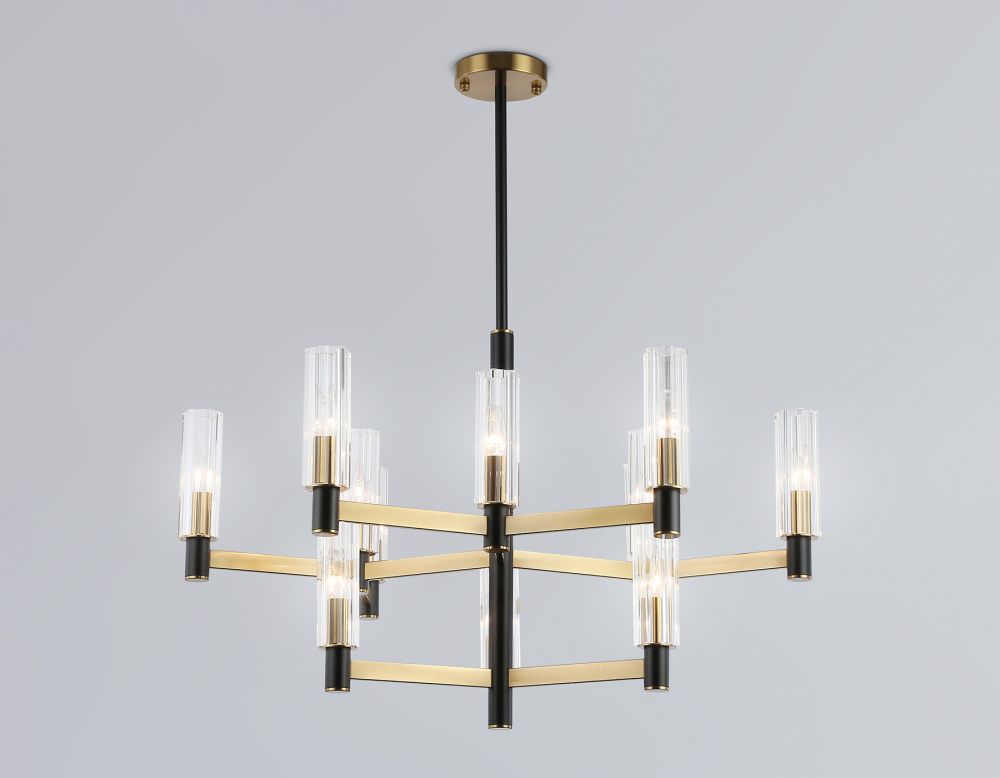 Люстра на штанге **53-90,5 см, 12*E14*40W, K, Ambrella Light High Light LH55515, черный, латунь