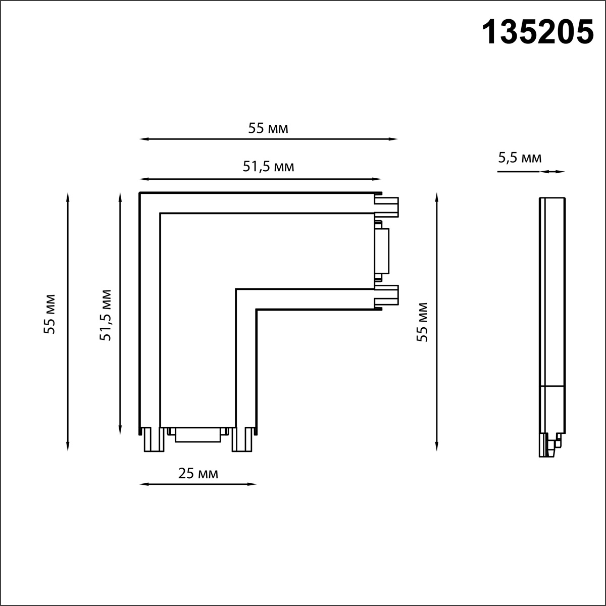 Соединитель с токопроводом "L" Novotech SHINO 135205, черный