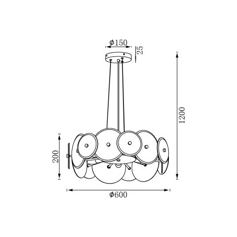 Подвесной светильник  60*120 см, 7*E14 хром Vele Luce Siena VL3223P07
