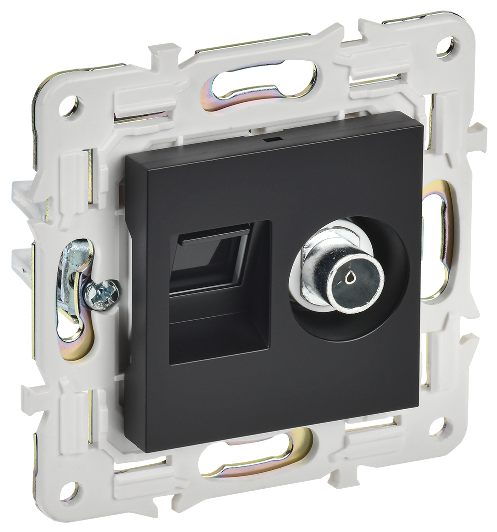 SKANDY Розетка двойная TV+RJ45 кат.5E SK-A14Bl черн. IEK, SK-AK20-1-K02