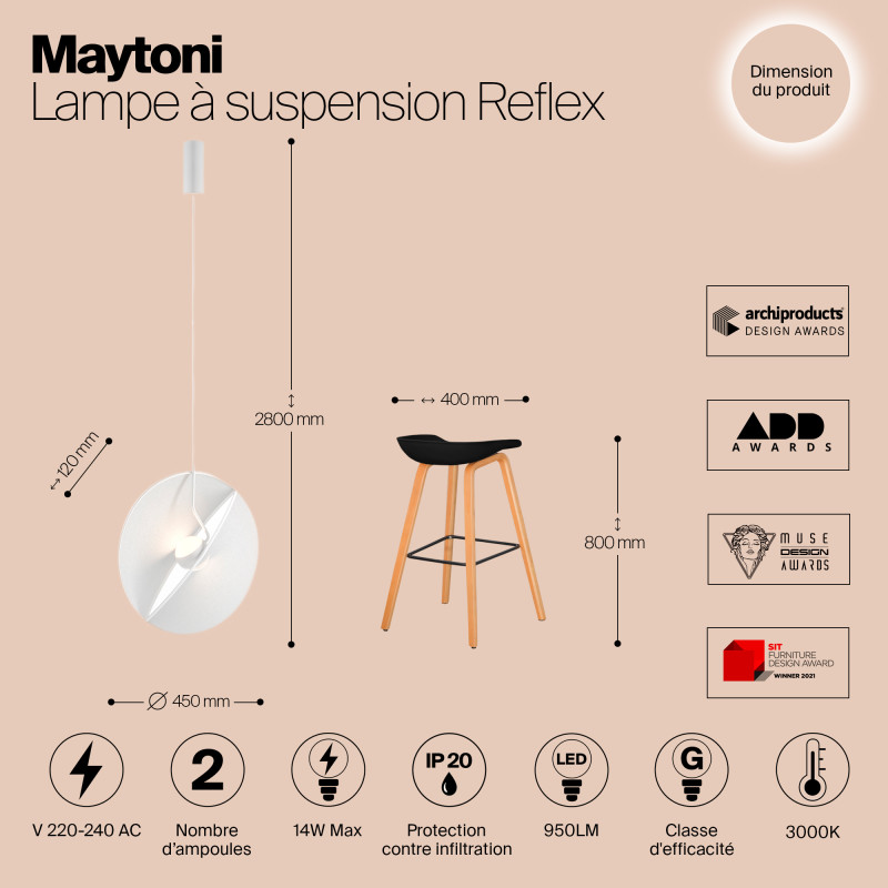 Подвесной светодиодный светильник Maytoni Reflex MOD154PL-L6W3K