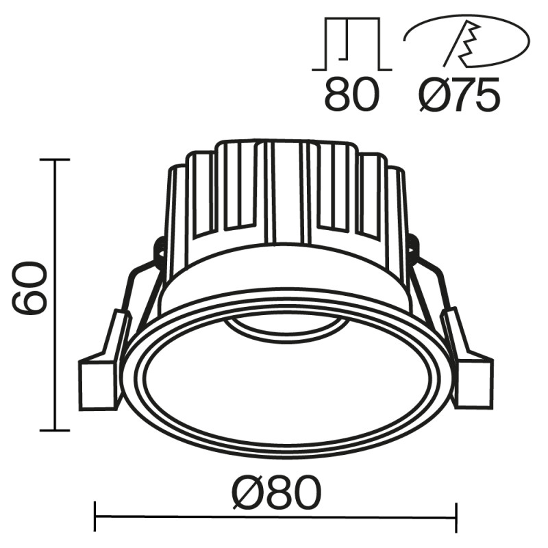 Встраиваемый светильник 8*8*6 см, LED, 12W, Maytoni Technical ROUND DL058-12W-DTW-B черный
