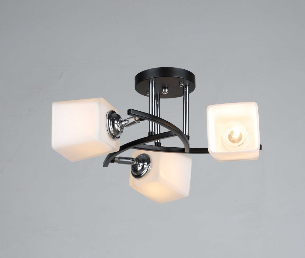 Люстра Ø410 x H180, мм, 3*40W (120W), BK+CR (Черный+Хром) Rilon 5168/3 BK+CR