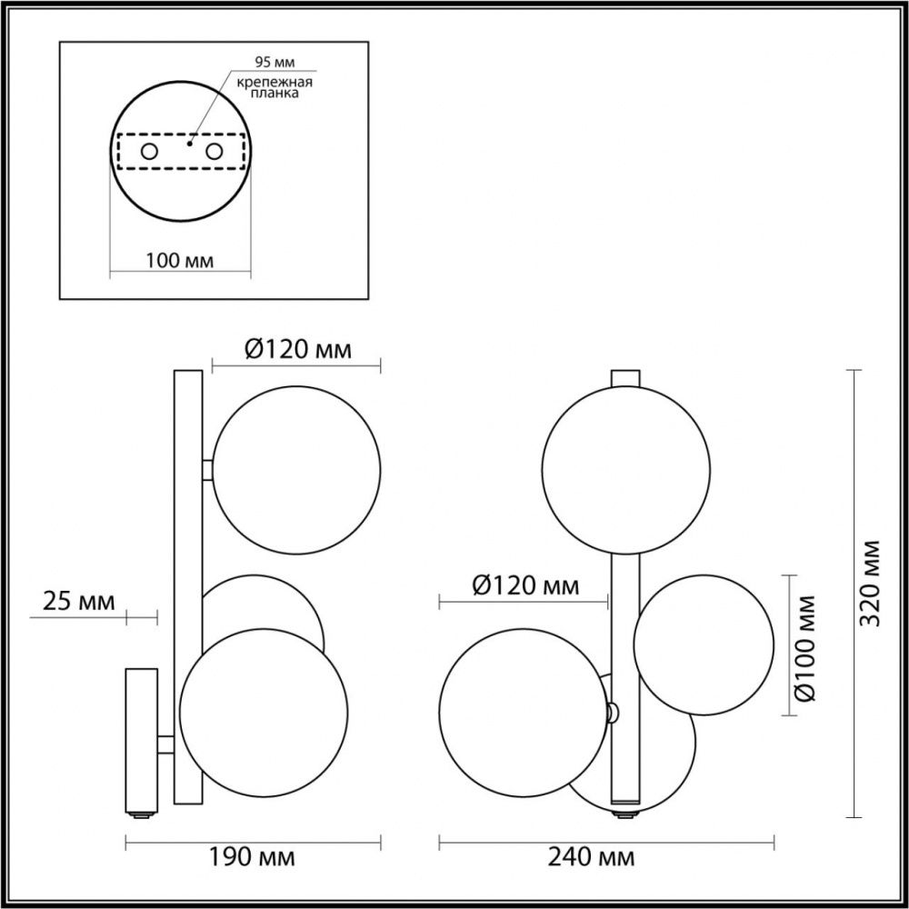 Настенное бра Odeon Light Tovi 4818/3W, черный