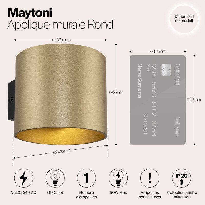 Настенный светильник Maytoni Rond C066WL-01MG, матовое золото