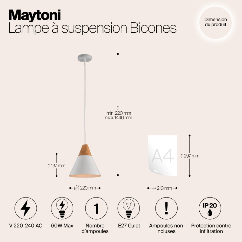 Подвесной светильник Maytoni Bicones P359-PL-01-W