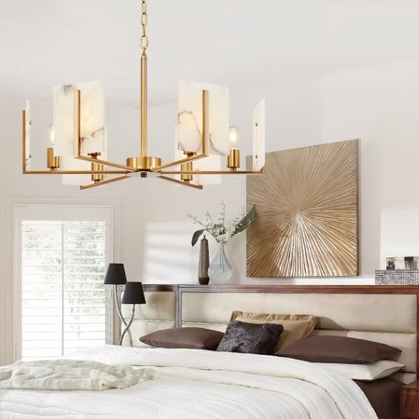 Люстра Marble square Chandelier 78*78*46 см, 6*E27*60W, ImperiumLoft 40.1233, Латунь