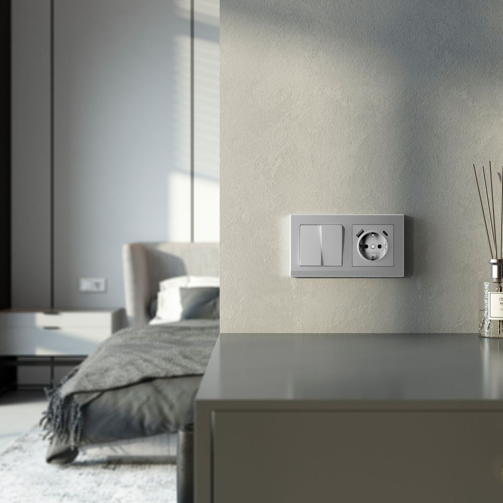 Рамка Werkel W0021865 на 2 поста Stark, серебряный матовый