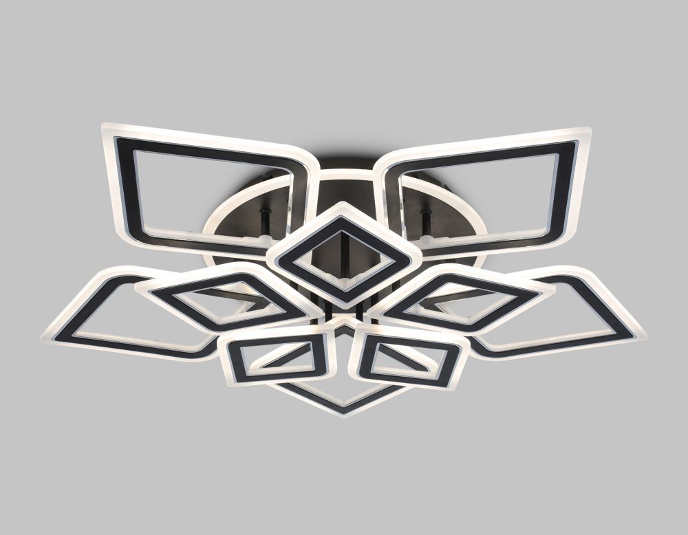 Потолочный светодиодный светильник с пультом 77*74*12- см, **W, 3000-6400K, Ambrella Light Acrylica FA8915, черный, хром