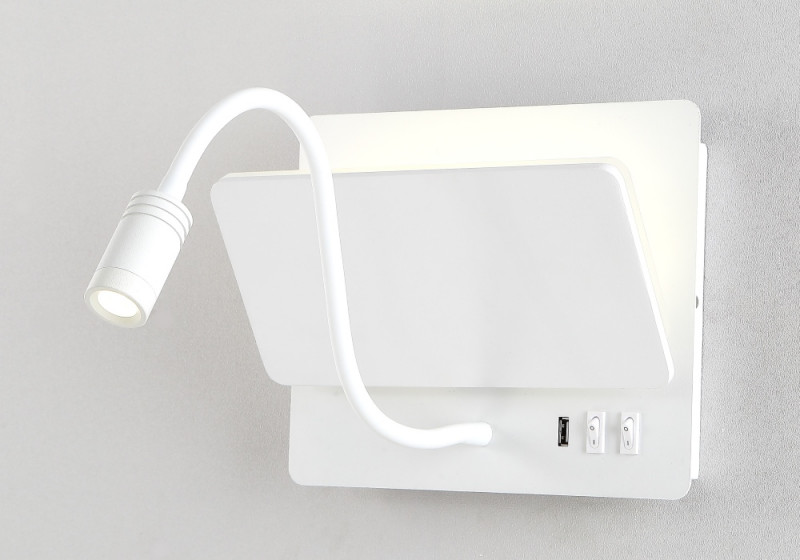 Бра 25*12 см,  3W/6W/9W, 3000K, Crystal Lux CLT 226W250USB WH Белый