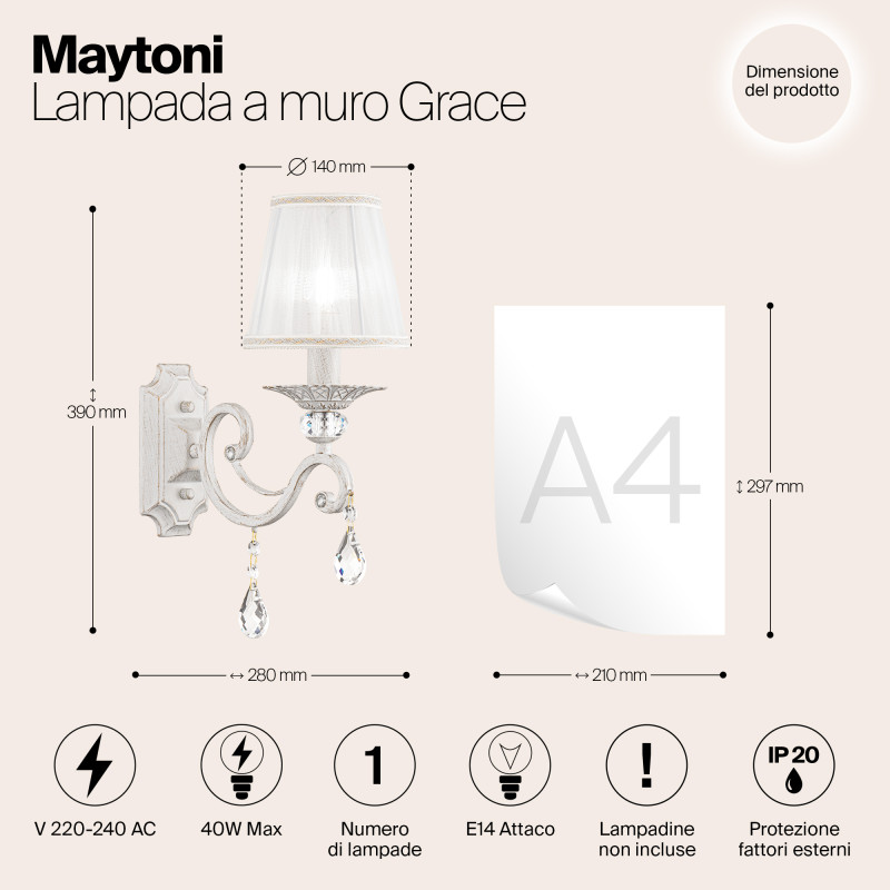Бра Maytoni ARM247-01-G Кремовое золото