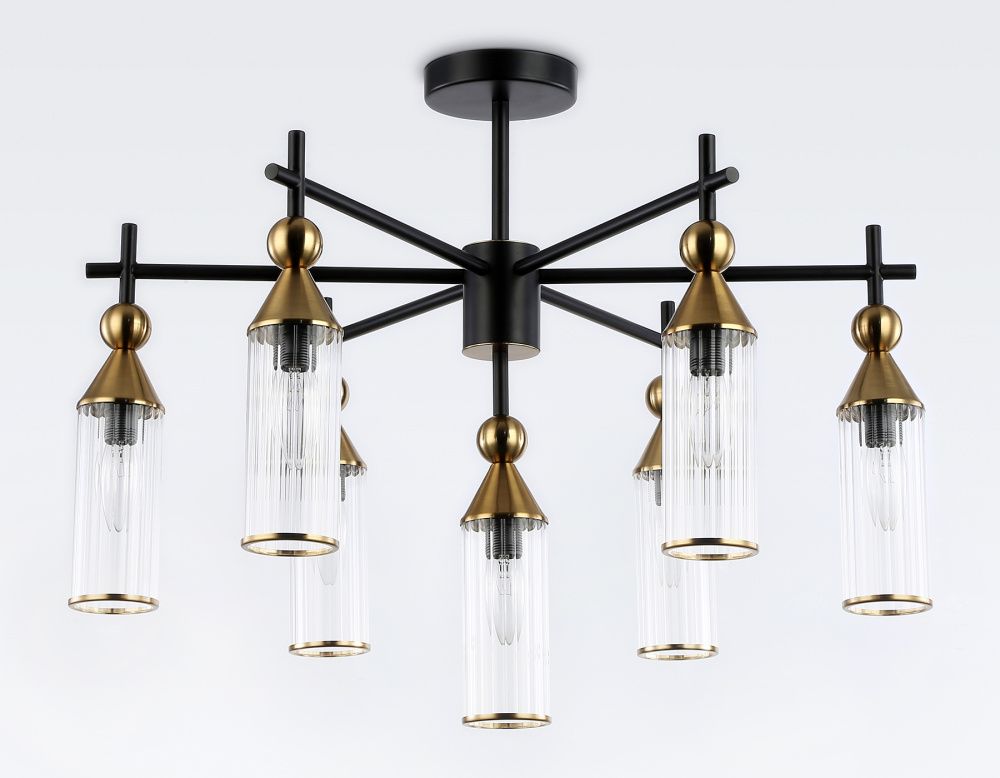 Люстра на штанге **-52 см, 7*E14*40W, K, Ambrella Light High Light LH55257, черный, латунь