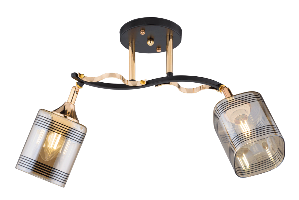 Люстра L580 x W150 x H290, мм, 2*40W (80W), BK+FGD (Черный+Золото) Rilon 4382/2 BK+FG
