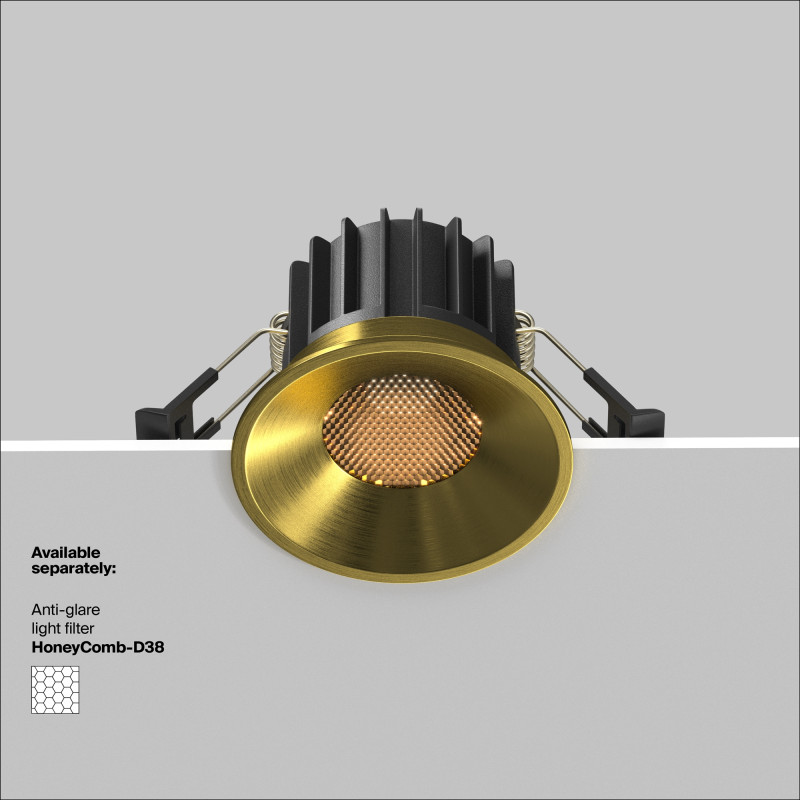 Встраиваемый светильник 8*8*6 см, LED, 12W, 3000К, Maytoni Technical ROUND DL058-12W3K-BS латунный