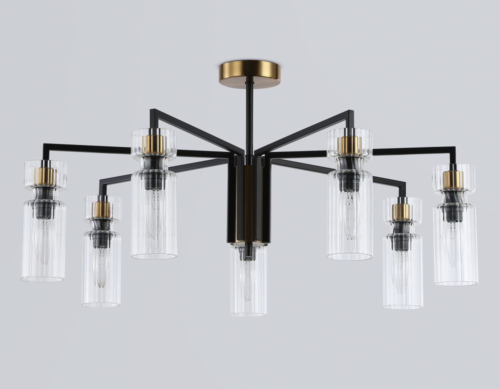 Люстра на штанге **18-35 см, 7*E14*40W, K, Ambrella Light High Light LH56115, черный, латунь