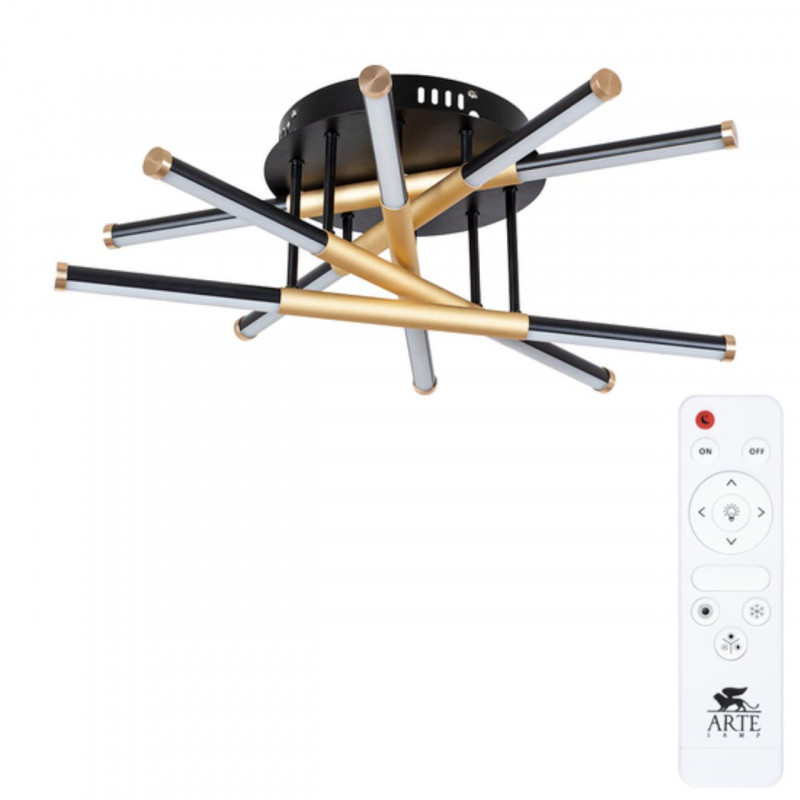 Светильник 60 см, 55W, 3000-6000K, Arte Lamp Fernando A2199PL-5BK, черный-золото
