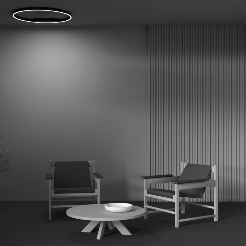 Накладной светильник 80*80*3,5 см, LED, 49W, 3000К-4000К, Maytoni Rim MOD058CL-L50BK черный