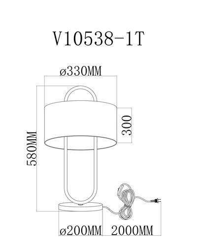 Настольная лампа 33*58 см, E27 60 W, Moderli Palma V10538-1T Латунь