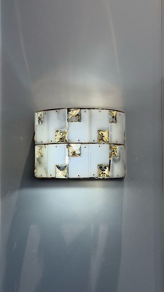 Бра 26**17,5 см, E14 2*2*40W,  К, Odeon Light Chessi 5076/2W, золото/прозрачный/белый