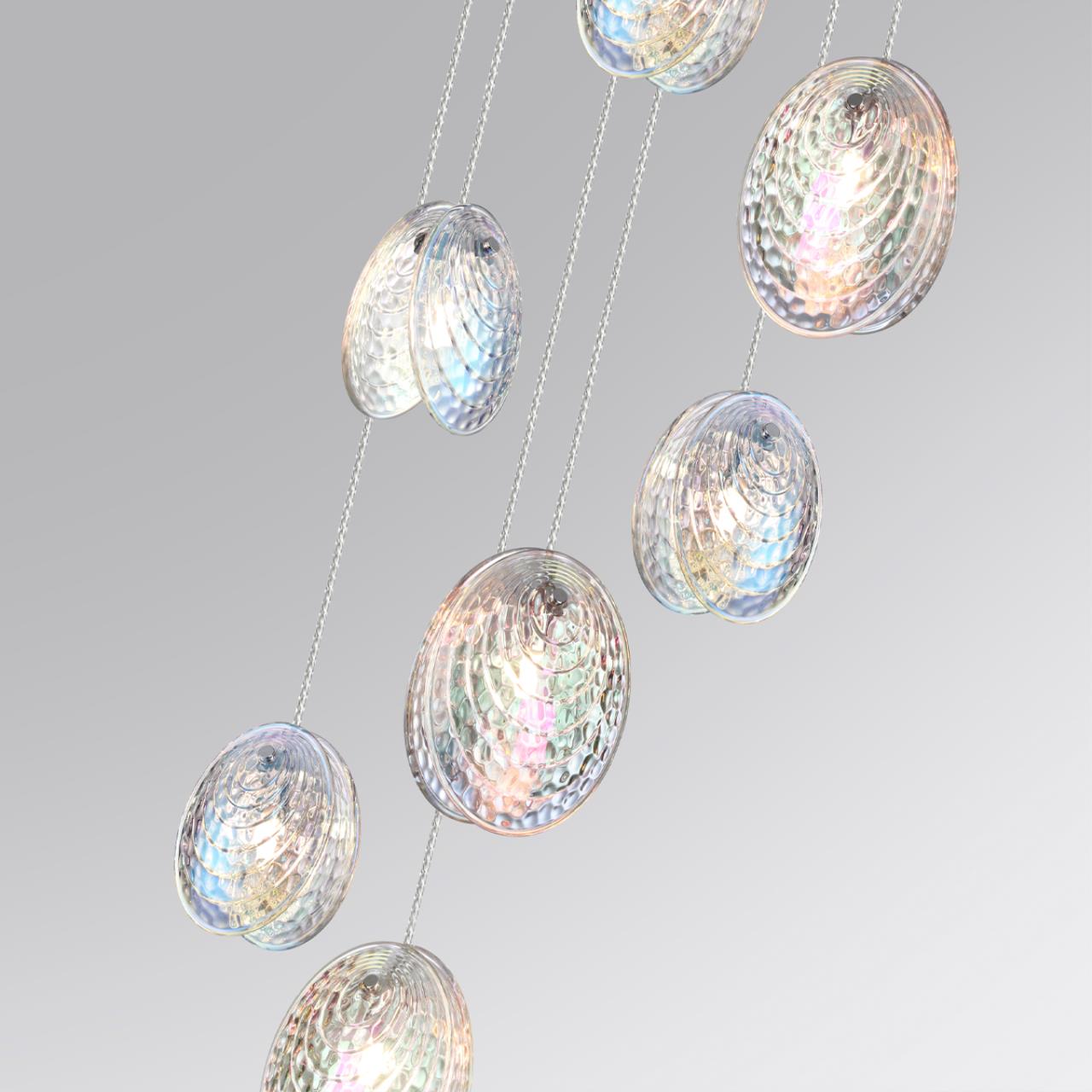 Люстра каскадная 43*43*243 см, 7 G9*40W, Odeon Light Mussels, черный 5039/7