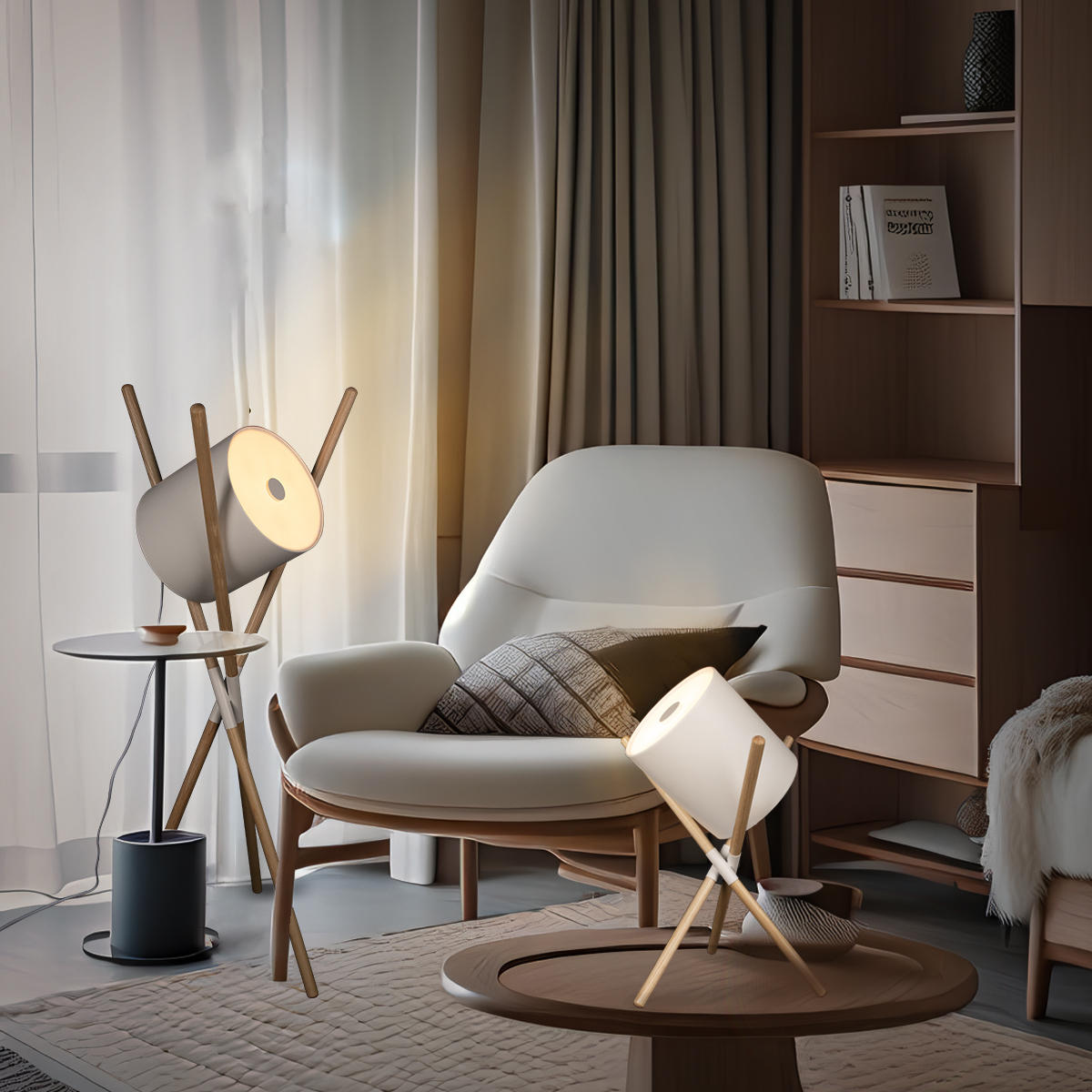 Настольная лампа 40* см, 1*E27*40W  LOFT IT Bobbin 10245T White дерево, белый