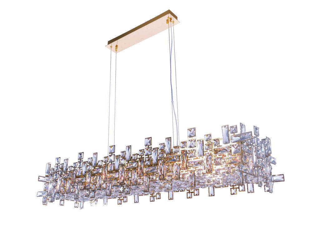 Люстра L1200 x W250 x H230 мм, E14 12*40W (480W) NewRgy GOLD+CLEAR (Золото + Прозрачный Хрусталь) 2874E/12A GOLD+CLEAR