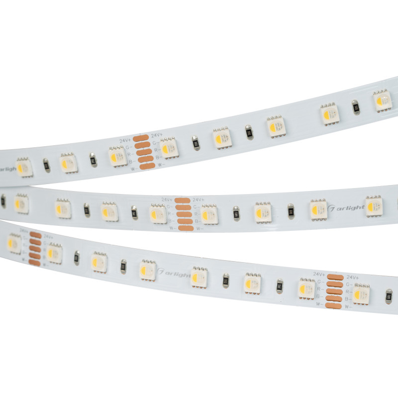 Лента RT-B60-12mm 24V RGBW-Warm-4-in-1 (19.2 W/m, IP20, 5060, 5m) (Arlight, Открытый) 019152(2). Цена указана за 5 метров. Продается кратно 5 метрам.