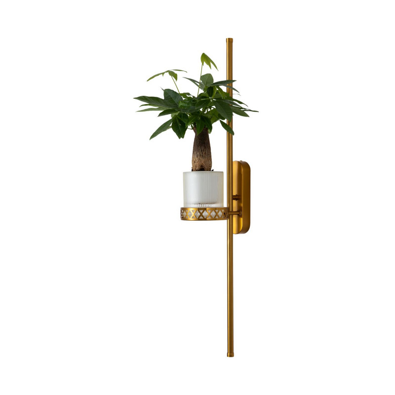 Бра Favourite Greenery 4050-2W, D210*W120*H800, светильник с подставкой для кашпо, золотой латуни, рассеиватель из белого акрила, кашпо входит в комплект