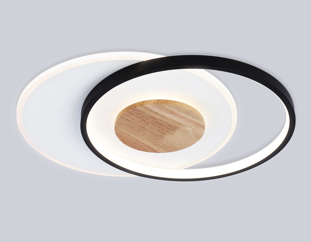 Светильник светодиодный потолочный 46*36,5*4,5- см, **W, 3000-6000K, Ambrella Light Comfort FL4789, белый, черный, дерево