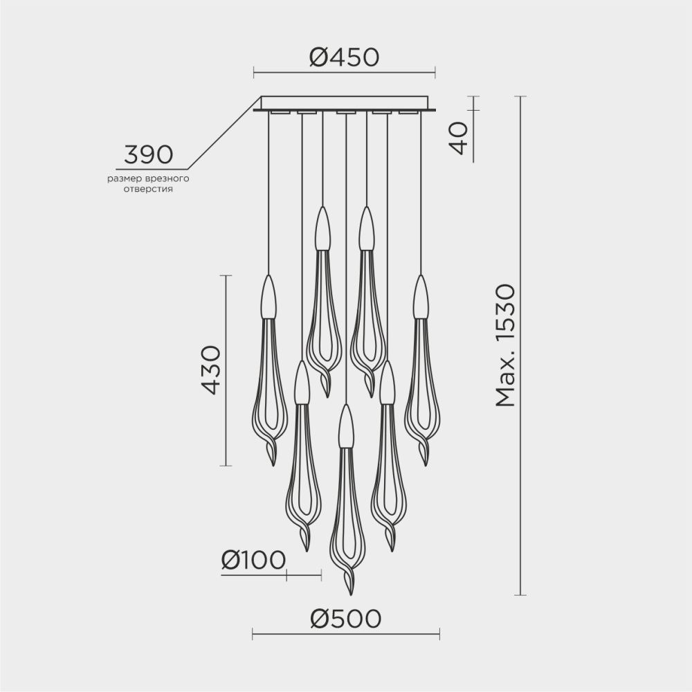 Светильник *50*153 см, LED*47W, 4000K, Modelux  ML.89181.7 BS, Латунь