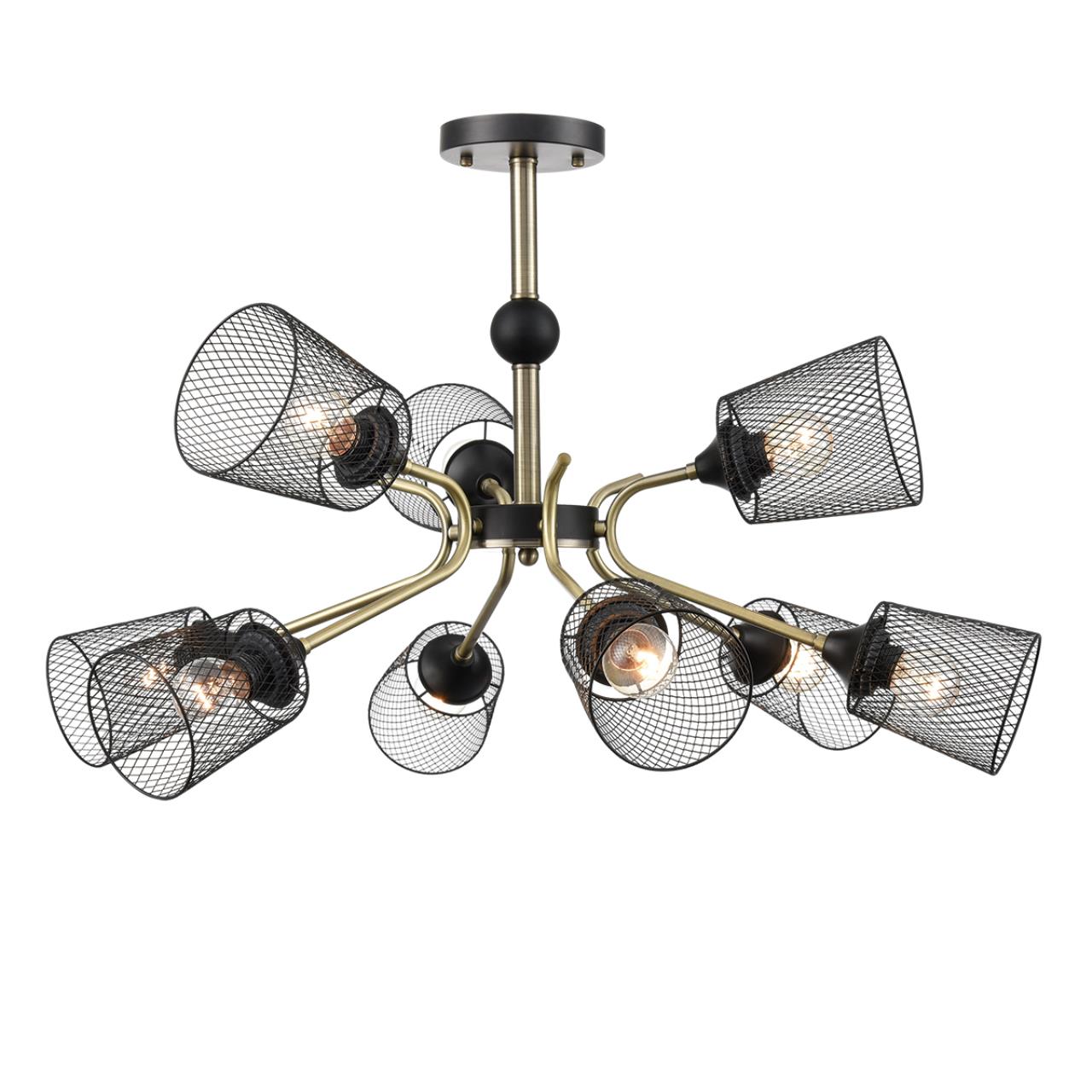 Люстра потолочная 73*44 см, 9*E27 Lumion Abris 8191/9C черный, античная бронза