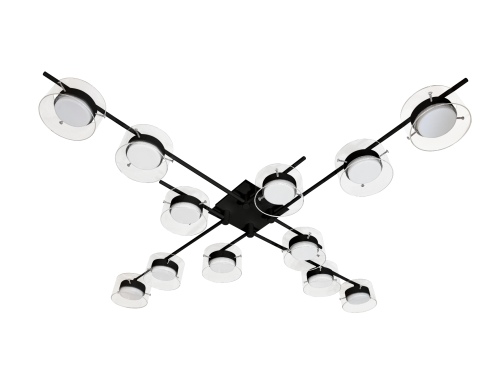 Люстра L1290 x W1290 x H130, мм, 12*15W (180W), BK (Черный) Rilon 5301/12 BK