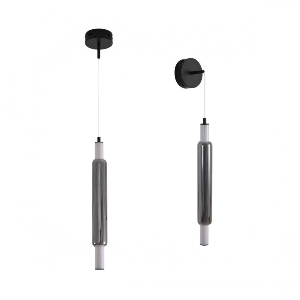 Бра/подвес 12*13,5*-209 см, 1*LED*15W, 4000K, Lumion TRENDY 6556/15WCL, черный, дымчатый